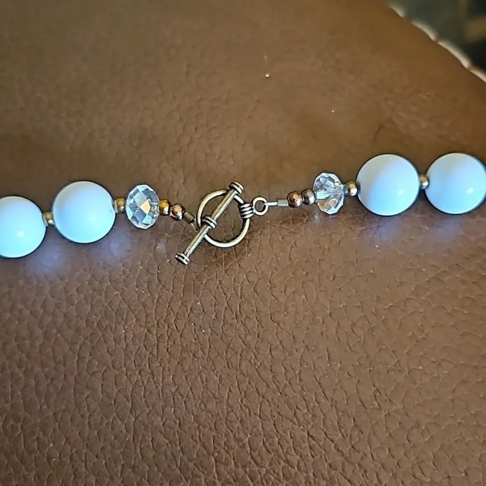 Vintage 1960s White Acrylic Aurora Borealis Crystal Beaded Tassel Necklace
